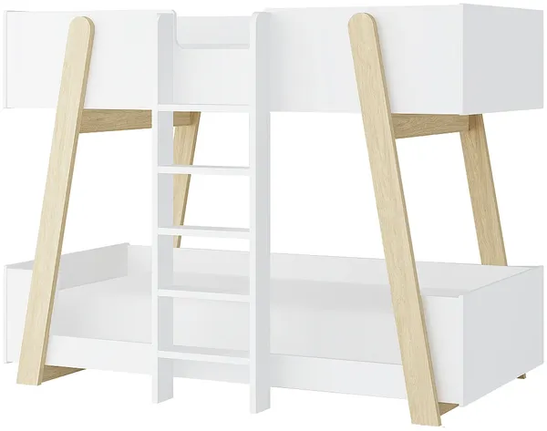 Vente-unique - CORODELA Bett Holz, Platte BeigeWeiß - B 96,3 cm x H 150 cm x L 196 cm Bild 4