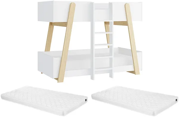 Vente-unique - CORODELA Bett Holz, Platte BeigeWeiß - B 96,3 cm x H 150 cm x L 196 cm Bild 7