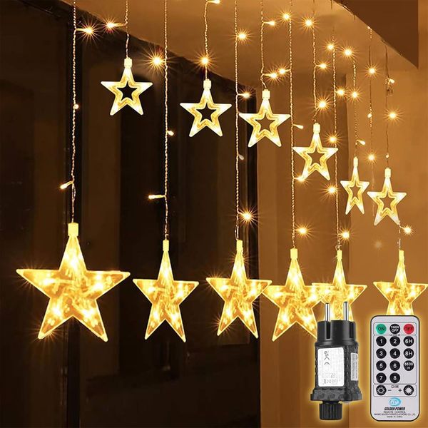 SALCAR 108er LED Lichtervorhang Sterne, 2x1M 12er Sternen