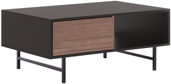Couchtisch Patagis 02, Farbe: Schwarz / Schwarz + Captains Desk, 100x65 cm