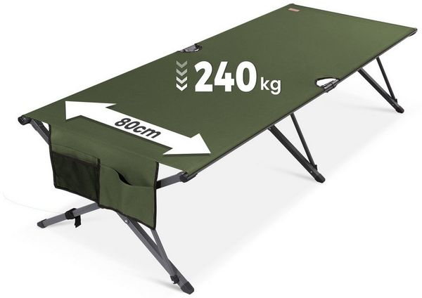 HOMECALL Klappbett Feldbett Camping klappbar 210×80 cm bis 240 kg (Campingbett extra breit mit 600D Oxford-Gewebe, verstärkte X-Beine, faltbares Klappbett mit Seitentasche) 600D Oxford-Gewebe, : Strapazierfähig & atmungsaktiv