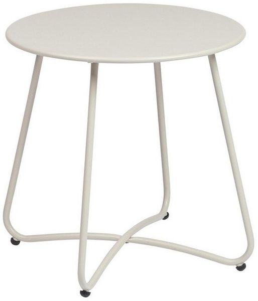 Gartenbeistelltisch Nistas aus Metall, modern rund, beige Gips, für Outdoor, Ø 45 cm