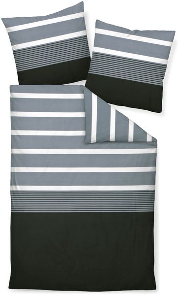 Janine Mako-Satin Bettwäsche J. D. 8468-08 Silber Schwarz