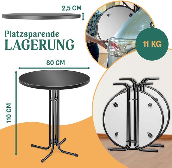 KESSER® Gastro Stehtisch klappbar - Gastronomie Bistrotisch rund - Wetterbeständiger Klapptisch Gartentisch - Runder Partytisch - Hitzebeständig - Stabil und sicher Schwarz, Ø 80 cm, 2er Set Bild 6