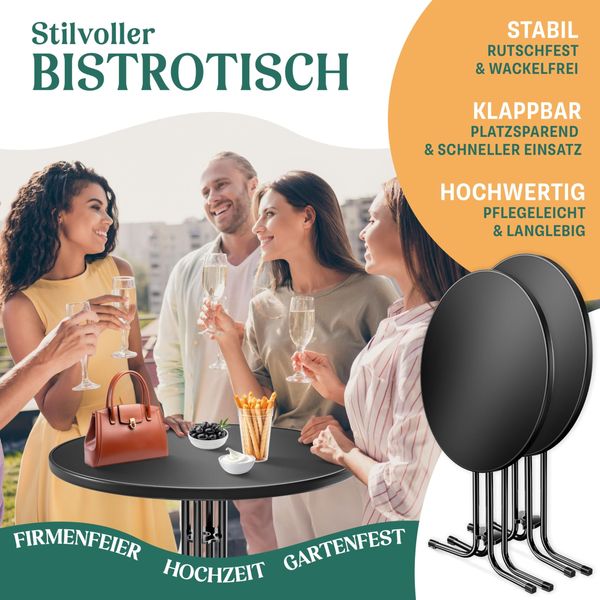 KESSER® Gastro Stehtisch klappbar - Gastronomie Bistrotisch rund - Wetterbeständiger Klapptisch Gartentisch - Runder Partytisch - Hitzebeständig - Stabil und sicher Schwarz, Ø 80 cm, 2er Set Bild 2