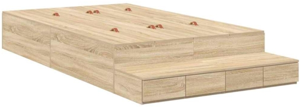 vidaXL Aufbewahrungsbettgestell Sonoma-Eiche 120 cm Holzwerkstoff 3335631