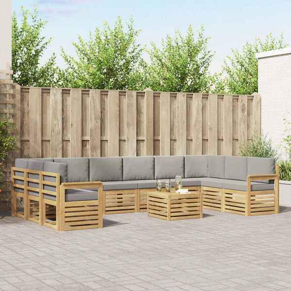 vidaXL Outdoor-Sofagarnitur 8 pcs Weiß und Hellgrau 59 x 59 x 37 cm 3392611