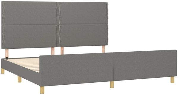 Bettgestell mit Kopfteil Dunkelgrau 200x200 cm Stoff [3125001] Bild 4