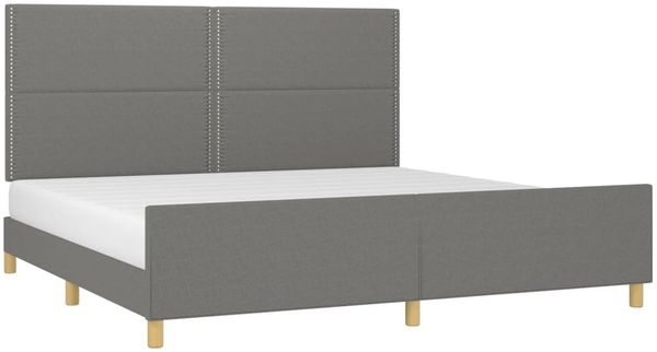 Bettgestell mit Kopfteil Dunkelgrau 200x200 cm Stoff [3125001] Bild 3