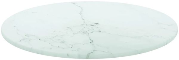 vidaXL Tischplatte Weiß Ø30x0,8 cm Hartglas in Marmoroptik 322245 Bild 2