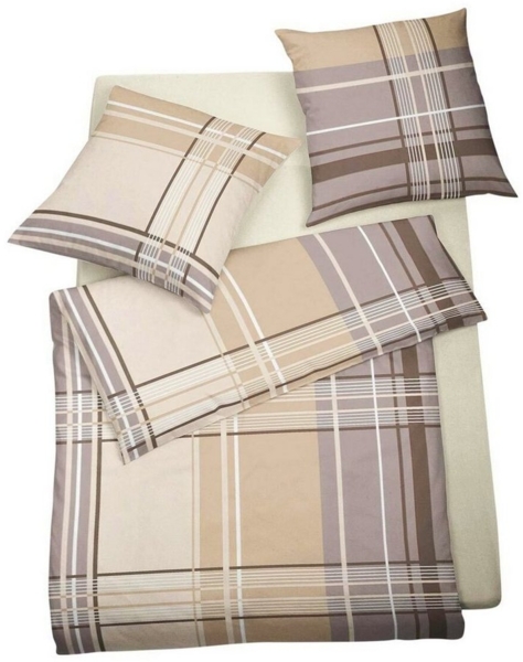 BETTWARENSHOP Bettwäsche Streifen beige, Biber, 3 teilig, herrlich weich und warm Bild 3