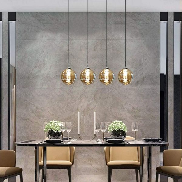 Nettlife Pendelleuchte G9 Pendelleuchte 3-flammig Bernstein/Grau Glas, Höheverstellbar, LED wechselbar, Warmweiß, für Küchen Wohnzimmer Schlafzimmer Flur