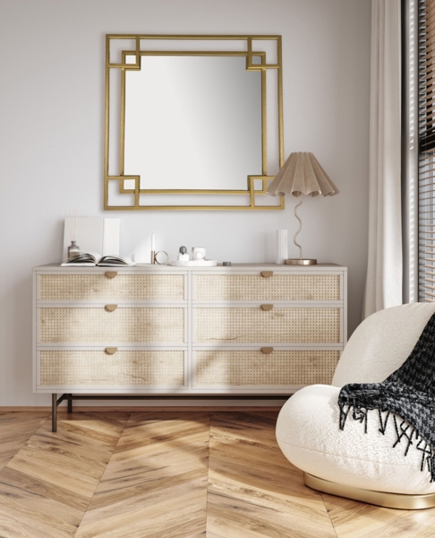 Wandspiegel 80x80 cm Metall Design Hängespiegel Gold, Eisen Dekospiegel Quadr... Bild 2