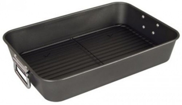BURI Bräter mit Grillrost rechteckig Bratenform Auflaufform Bratpfanne Grilleinsatz