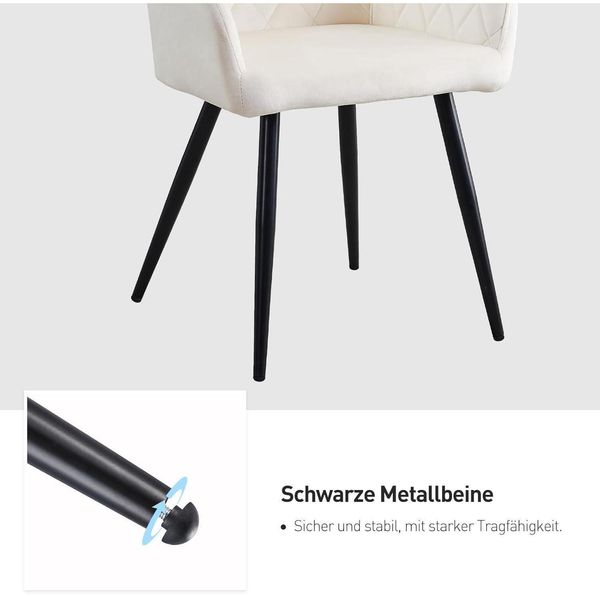 CLIPOP Esszimmerstuhl Samt Bezug Armlehne Metallbeine Polstersessel Stuhl Bild 6