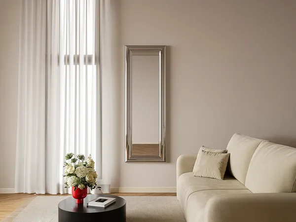 Vente-unique - BORAYA Spiegel Metall Silberfarben - B 4 cm x H 170 cm x L 60 cm