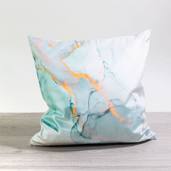 Kissen Deko von Lysel - mint Marmorlook 40x40 Polyester kissenbezug Dekokissen