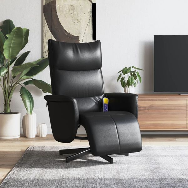 vidaXL Massagesessel mit Fußteil Schwarz Kunstleder 356597