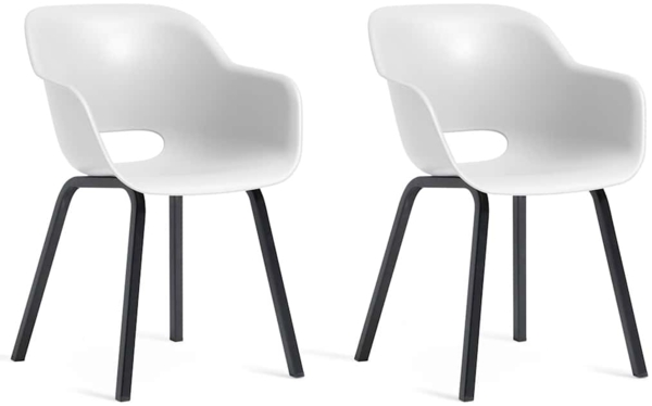 Keter Gartenstuhl mit Metallbeinen Noa 2 Stk. Weiß 447618