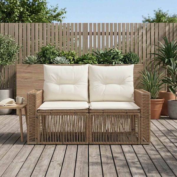 vidaXL Garten-Sofa 2-Sitzanzahl Beige Poly-Rattan 42026700