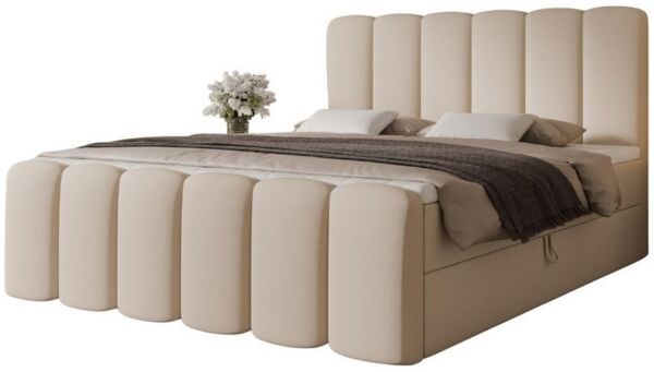 Compleo Boxbett Wolkenbett, Bequem H3 CAOBA, Doppelbett gepolstertes Kopfteil mit Bettkasten