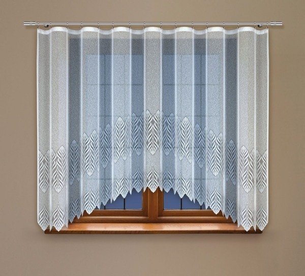 HAFT Gardine 24870 Bogengardine Weiß Jacquard Stoff, Kräuselband, 160 cm x 300 cm (HxB)