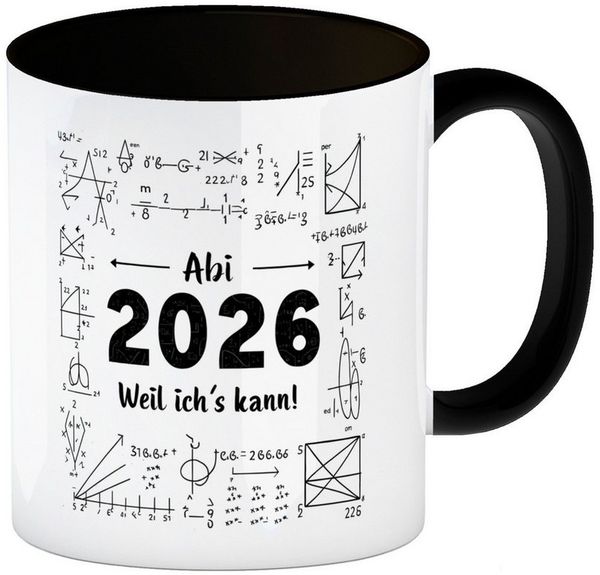 speecheese Tasse Abi 2026 weil ich es kann Kaffeebecher in schwarz für Abschluss