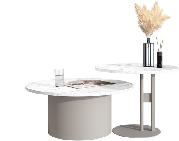 Couchtische Murno (Farbe: Cashmere / Bianco Marmor)