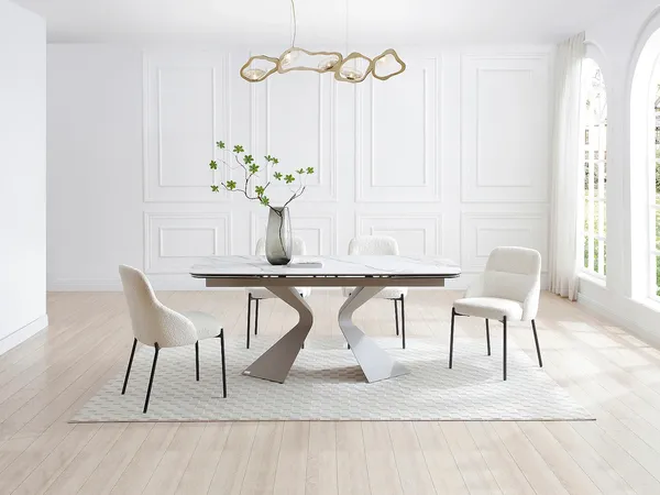Vente-unique - KAJARI Esstisch KeramikGlas SchokoladenbraunWeiß - B 90 cm x H 76 cm x L 220 cm260 cm180 cm