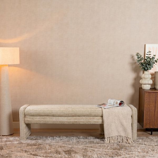 Bronx71 Esszimmerbank Ravi Chenille beige/taupe 160 cm