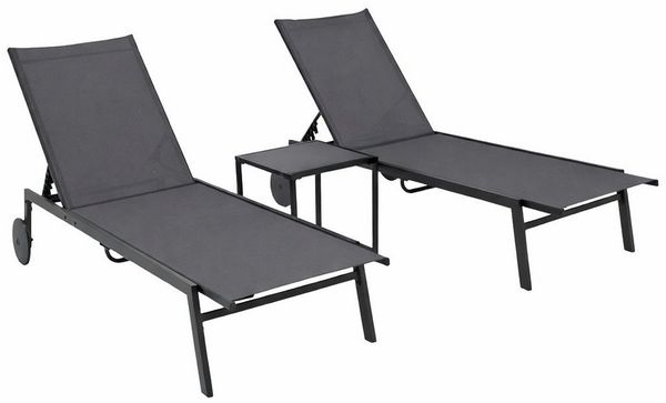 DEGAMO Rollliege PINO, 3 St, Stahl anthrazit, Kunstgewebe, rollbar