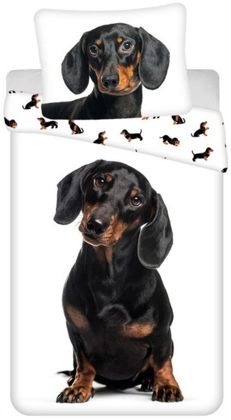 Dachshund Baumwoll-Bettwäsche 140x200 cm Weiches Bettbezug Set mit Kissenbezug 70x90 cm, pflegeleicht & langlebig