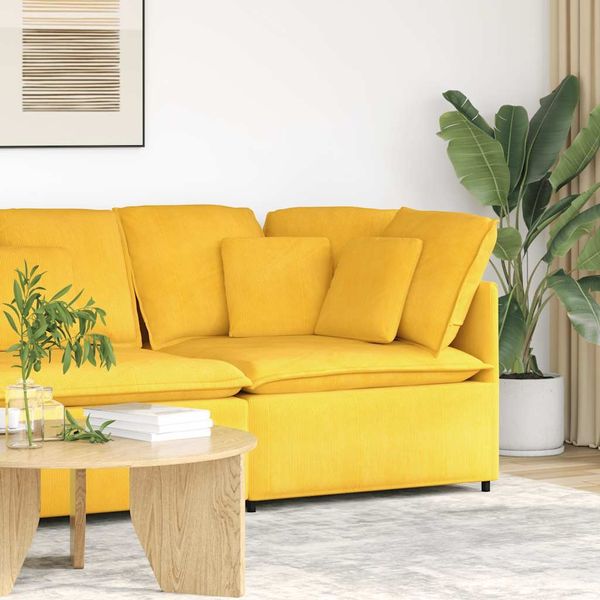 vidaXL Modulares Sofa Eckmodul mit Kissen Hellgelb 100 cm 4104473