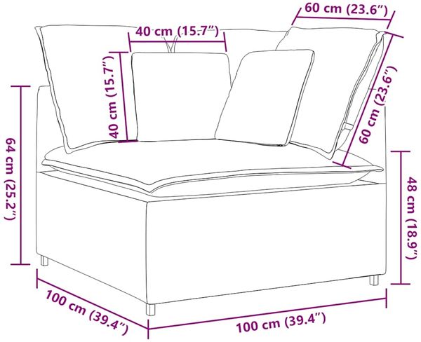 vidaXL Modulares Sofa Eckmodul mit Kissen Hellgelb 100 cm 4104473 Bild 9