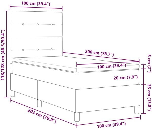 vidaXL Boxspringbett mit Kopfteil Hellgrau 100 x 200 cm Samt 3339812 Bild 9