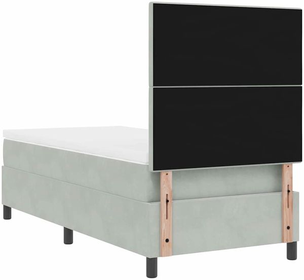 vidaXL Boxspringbett mit Kopfteil Hellgrau 100 x 200 cm Samt 3339812 Bild 6