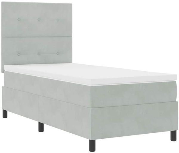 vidaXL Boxspringbett mit Kopfteil Hellgrau 100 x 200 cm Samt 3339812 Bild 5