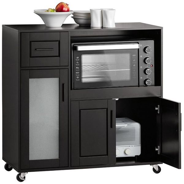 SoBuy Sideboard FSB78, auf Rollen Küchenwagen Mikrowellenschrank Küchenschrank Rollwagen