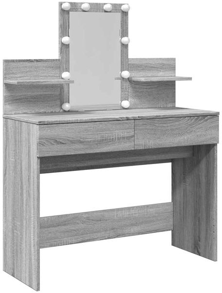 Schminktisch, Frisiertisch mit LED-Beleuchtung Grau Sonoma 100x40x130 cm Bild 2