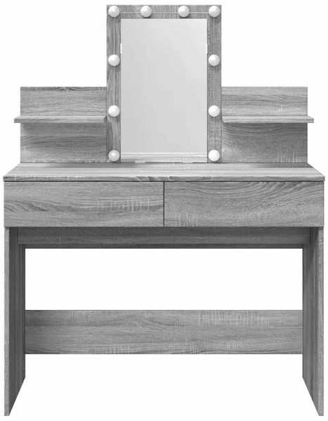 Schminktisch, Frisiertisch mit LED-Beleuchtung Grau Sonoma 100x40x130 cm Bild 5