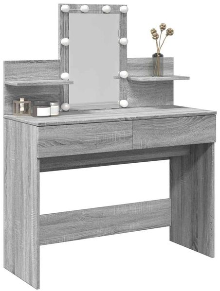 Schminktisch, Frisiertisch mit LED-Beleuchtung Grau Sonoma 100x40x130 cm Bild 4