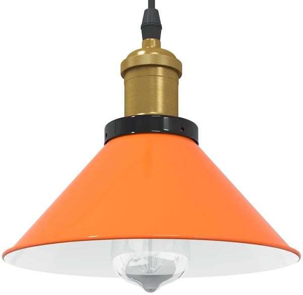 vidaXL Pendelleuchte Höhenverstellbar E27 Orange Glänzend Ø22cm Metall 4103448