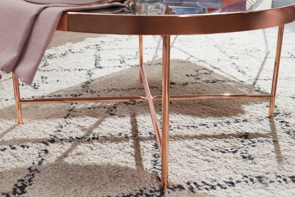 Wohnling Design Couchtisch Marmor Optik Schwarz - Rund Ø82,5 cm mit Kupfer Metallgestell Bild 11