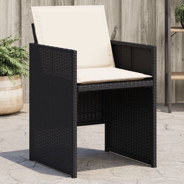 vidaXL Gartenstühle mit Kissen 4 Stk. Schwarz Poly Rattan 4007435