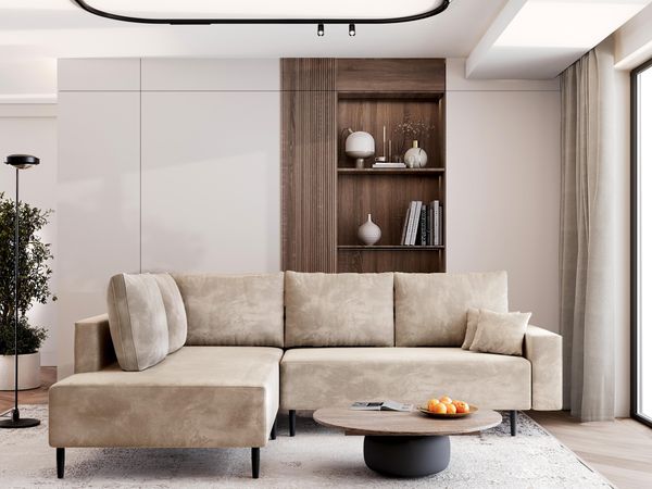 AX LIVING Kalkan Funktionales Ecksofa mit Stauraum Couch L Beige 257 L