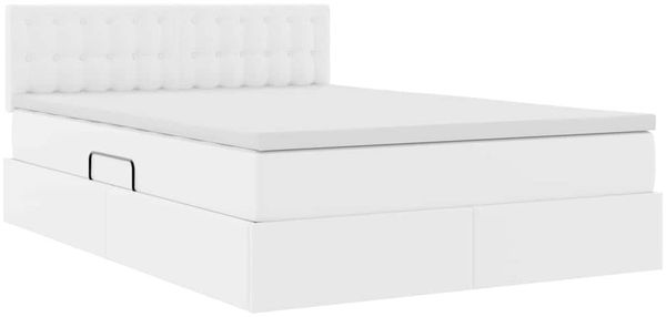 vidaXL Aufbewahrungsbett mit Matratze Reinweiß 140 x 190 cm Kunstleder 3370394 Bild 5