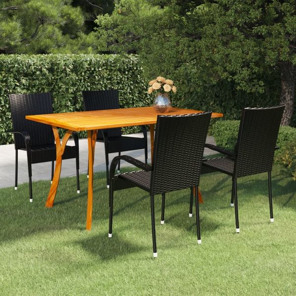 vidaXL 5-tlg. Garten-Essgruppe Schwarz 3072128