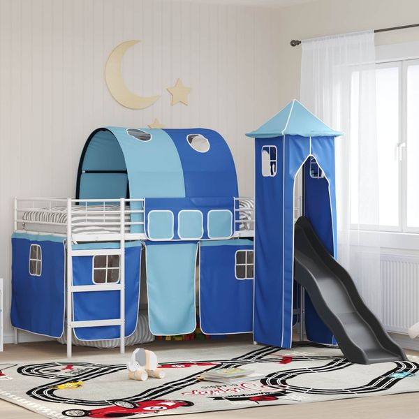 vidaXL Kinderloftbett Uni Weiß und Blau 80 x 200 cm Metall 42020900