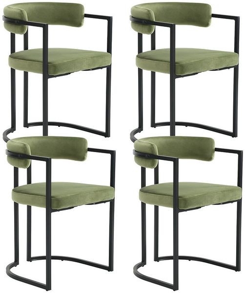 WAHSON OFFICE CHAIRS Esszimmerstuhl 2er Set, aus Samt Polsterstühle mit schwarzen Metallbeinen, Eckstühle (4 St)