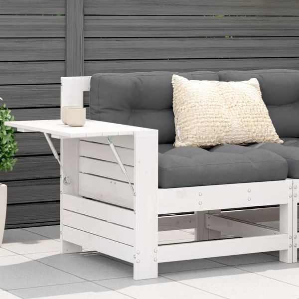 vidaXL Gartensofa mit Armlehne und Kissen Weiß Massivholz Kiefer 844915